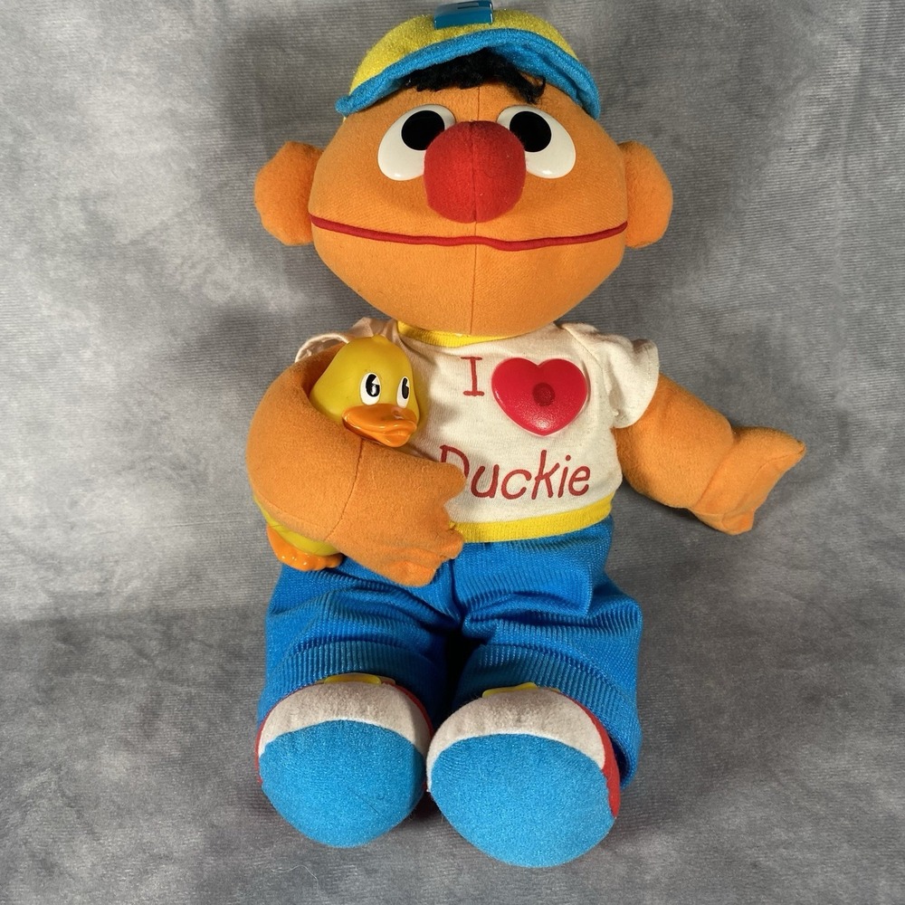 Sesame Street Ernie I Love Duckie Rubber Duck Tyco Plush Doll Toy Works 1997